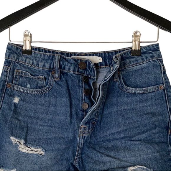 Hidden Jeans: Dark Wash High Rise Destoryed Denim Shorts - Picture 3 of 8